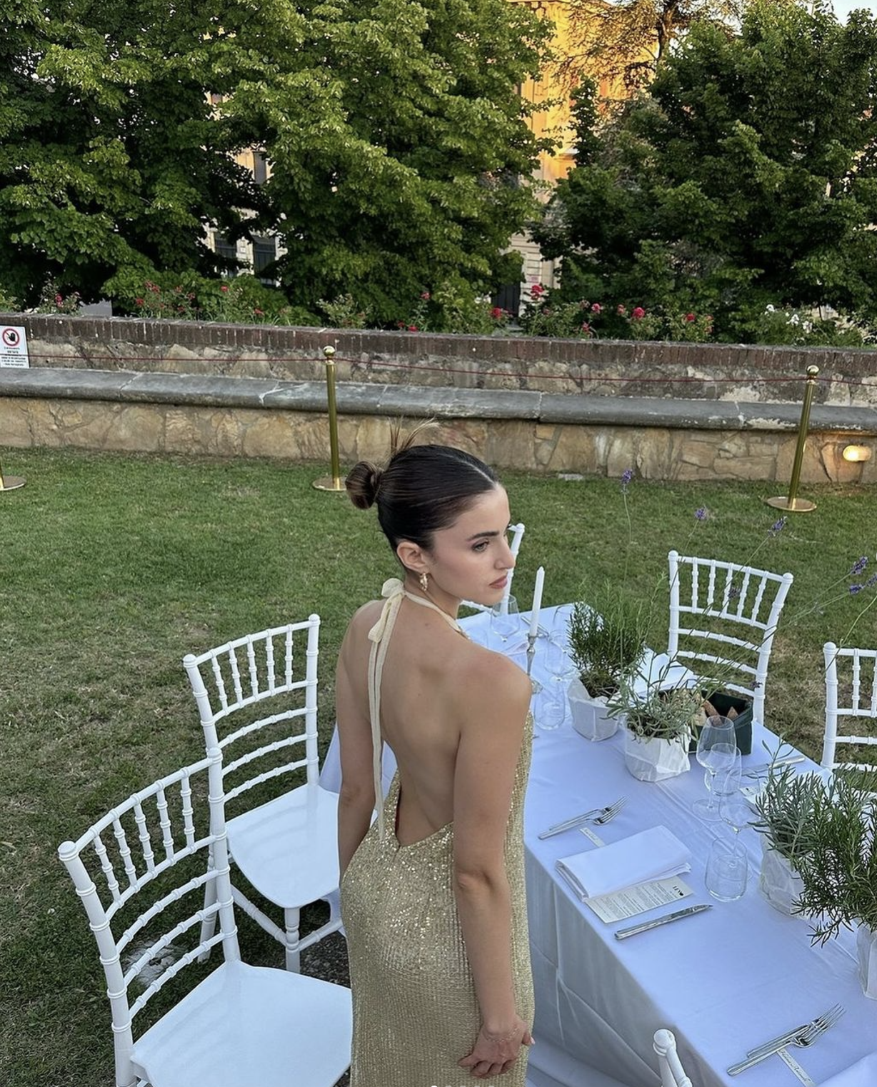 Jessica Bruno Shines in Our Olympia Sequin Long Dress at a Summer Gala