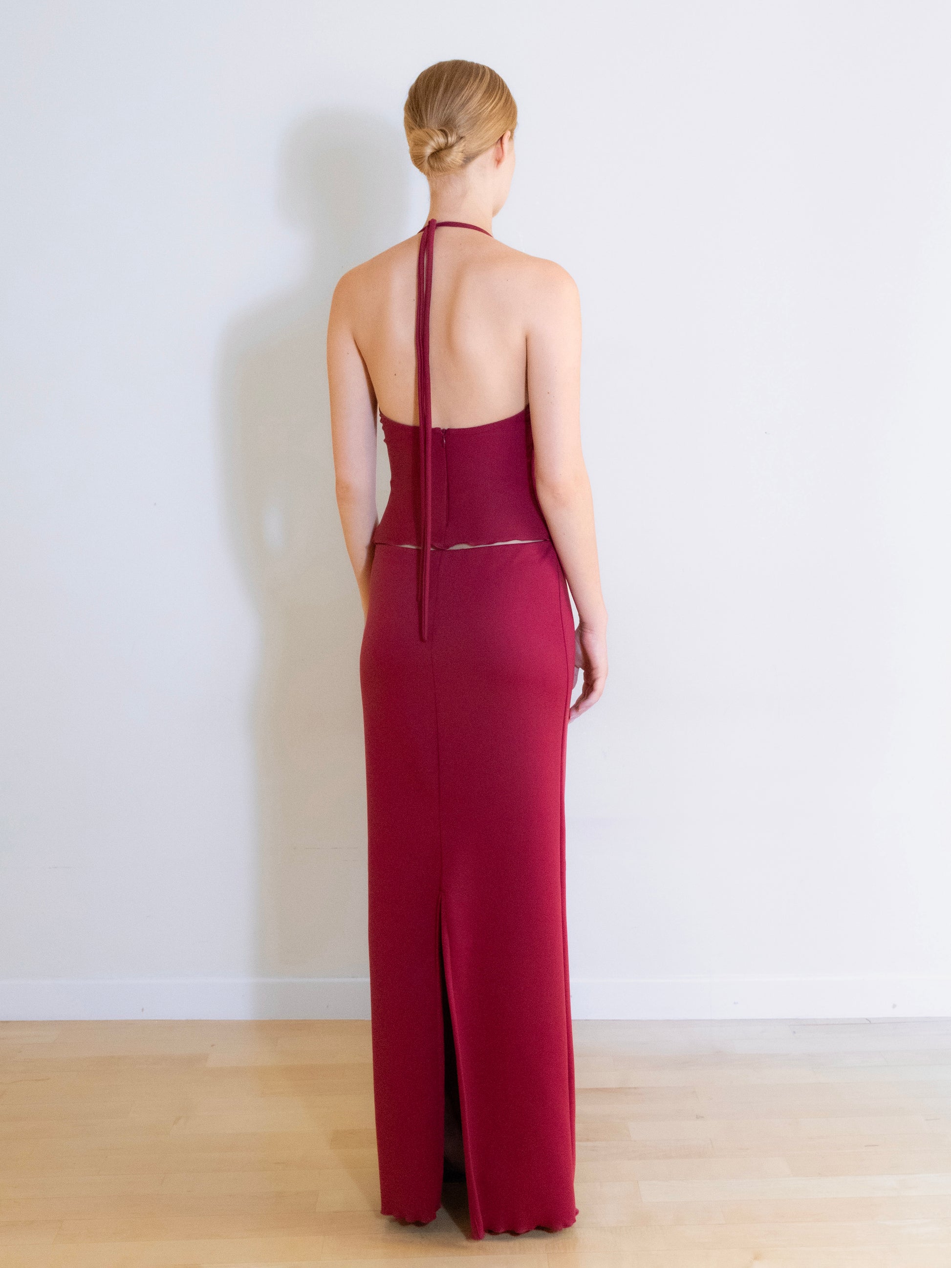Luna Knit Burgundy Maxi Skirt Sleek & Sustainable NthemALL Luna Knit Burgundy Maxi Skirt Sleek & Sustainable NthemALL