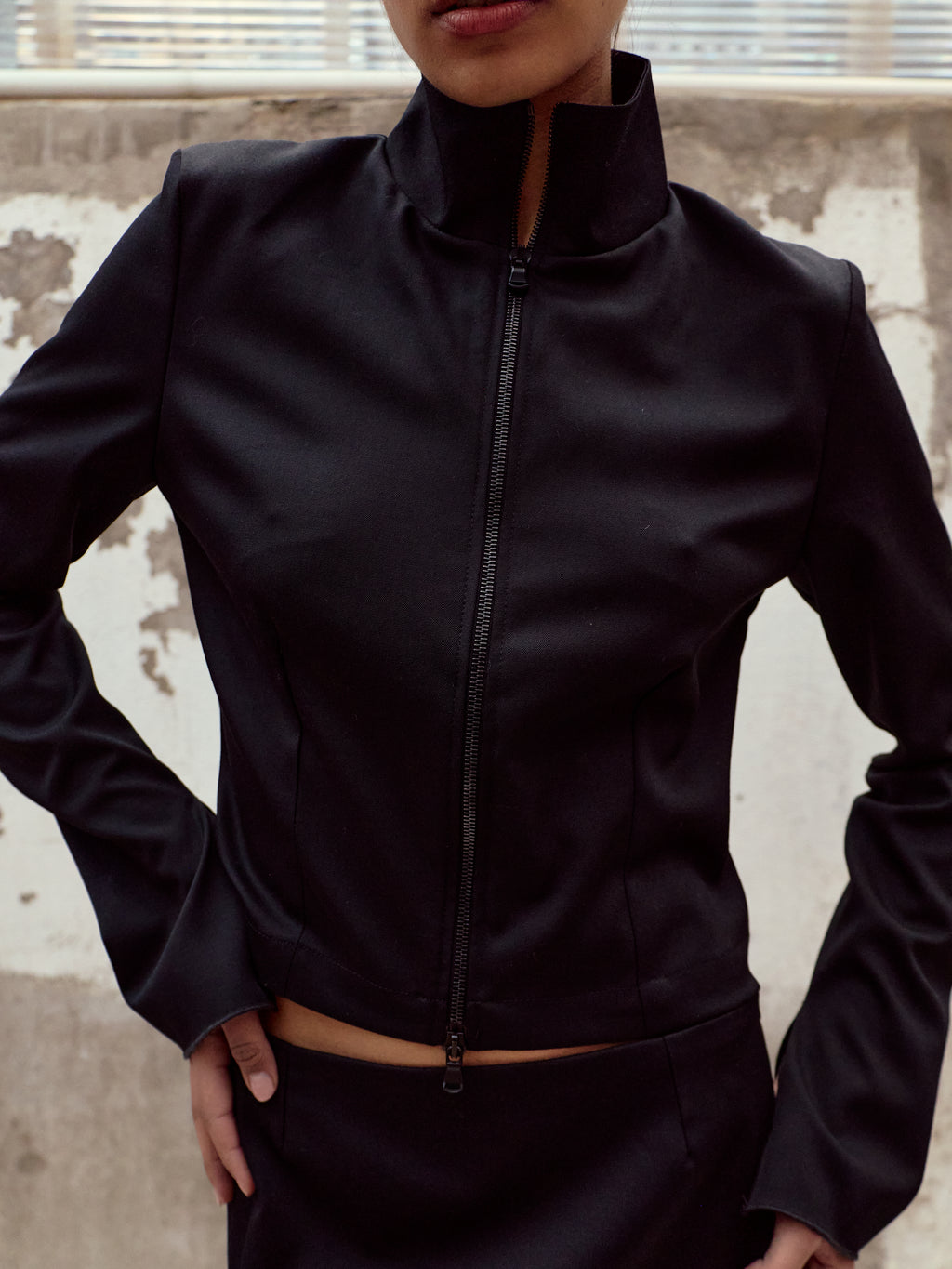 Tailored Wool Two-Way Zip Jacket