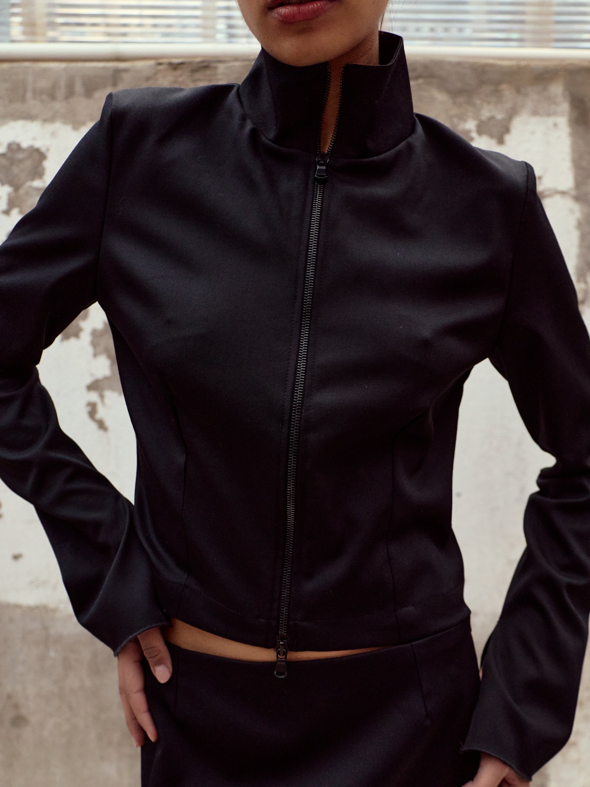 Tailored Wool Two-Way Zip Jacket